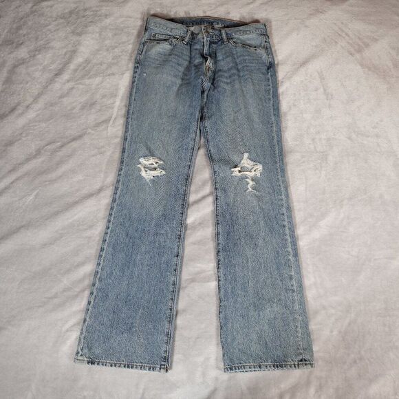 Abercrombie And Fitch Kilby Boot Stretch Jeans Mens 32x34 (Fits 33x32) Distress - Picture 1 of 11